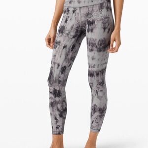 Lululemon Tie Dye High Rise‎ Leggings Gray Black Size 6 Yoga Athletic